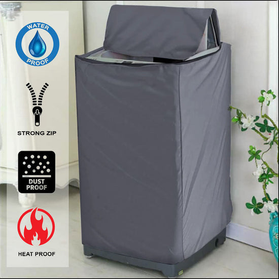 Zip Open Close Waterproof Top Loaded Washing Machine Cover (Blue