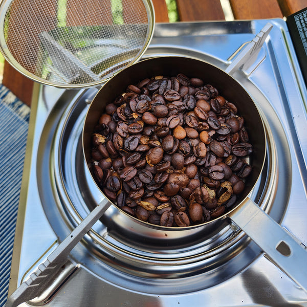 Green Coffee Beans preparation. Copyright Unkai LLC 2023.