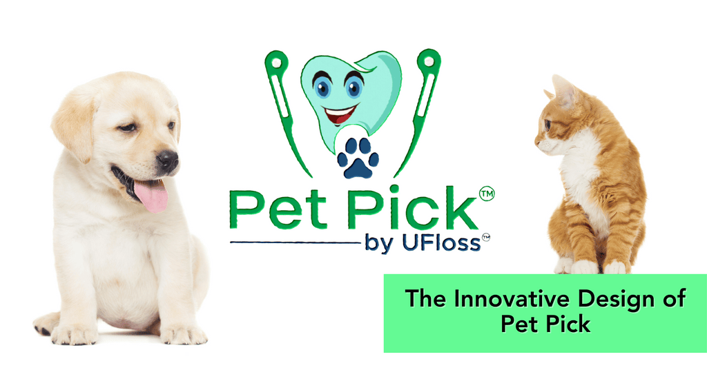 A dog and cat on either side of the Pet Pick logo and the words, "The Innovative Design of Pet Pick"
