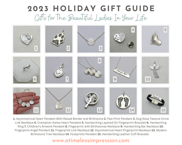 Collage of Personalized Jewelry and Keepsakes Gift Guide for Ladies