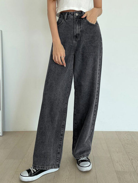 Women Brown Basic Wide Leg Straight Fit Jeans – BLUELOCKINDIA