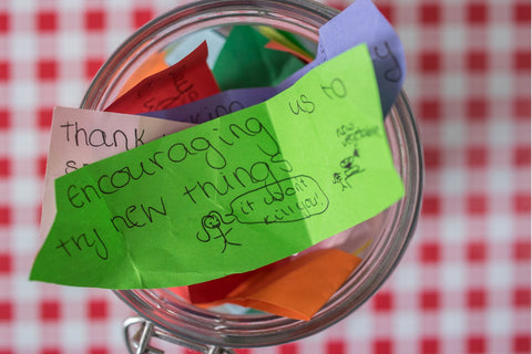 Gratitude jar made by a child