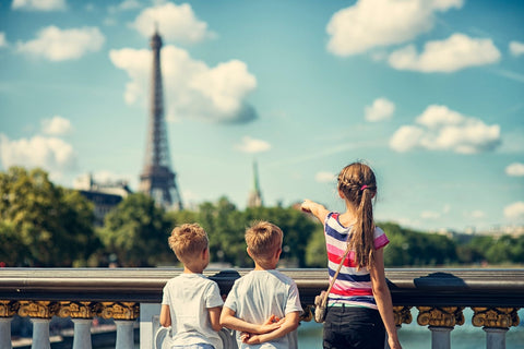 Kids visiting the Eiffel Tower in Paris