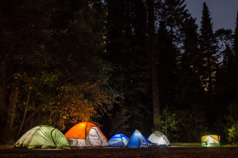Tents in the night in Australia