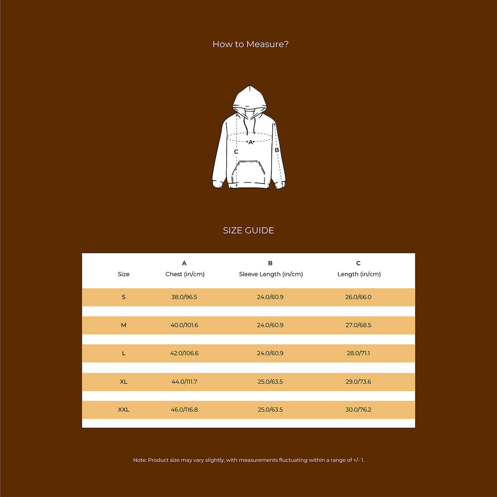 Size Chart - Honey Hut 'Save The Bees' Hoodie