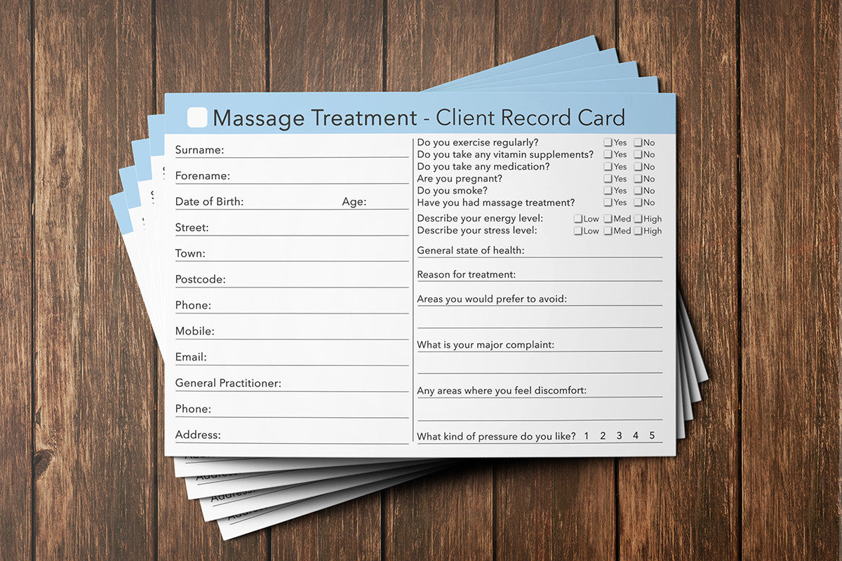 Massage Client Record Card Consultation Treatment Salon Beauty Therapist A6 X50 Ebay
