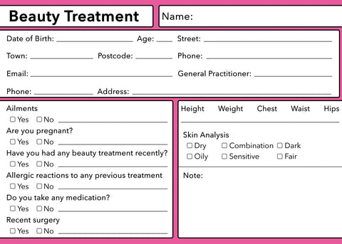 Waxing consultation form