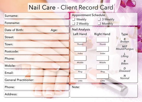 client record card template free