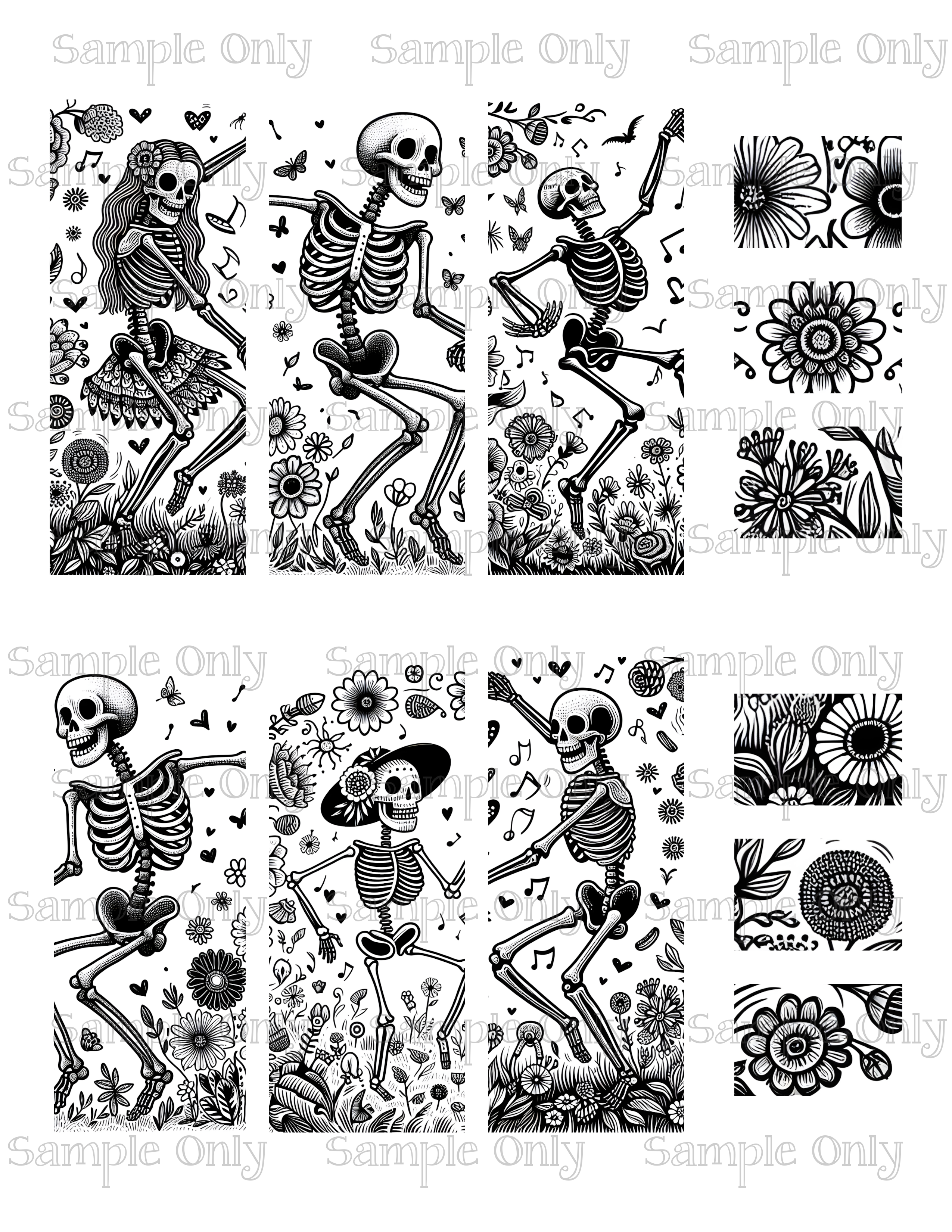 OJC X LLG Dancing Skeletons Image For Polymer Clay Transfer Sheet DIGITAL OR PRINTED