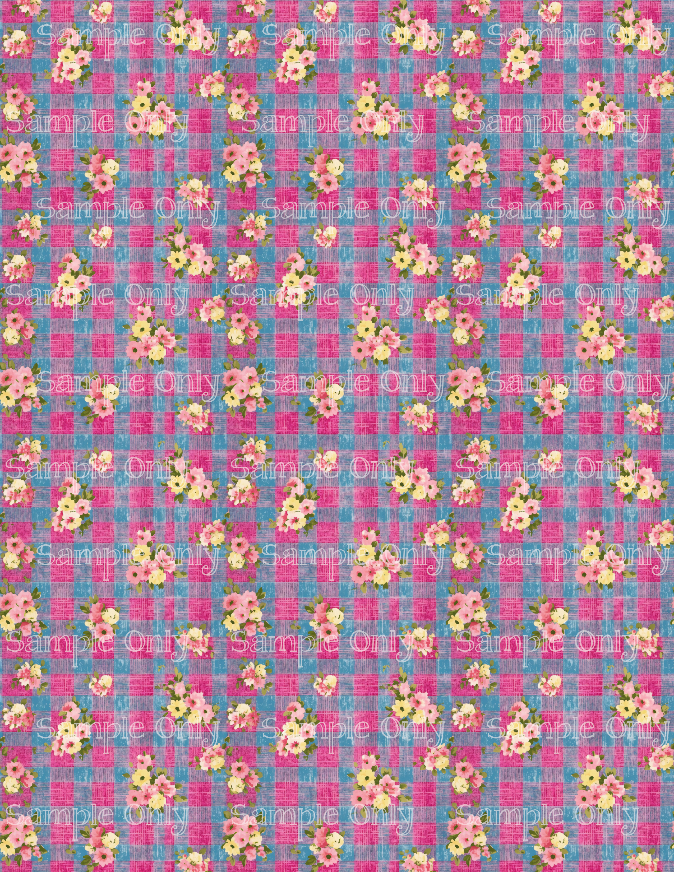 Easter Plaid and Floral Pattern Image Sheet For Polymer Clay Transfer Decal DIGITAL FILE OR PRINTED