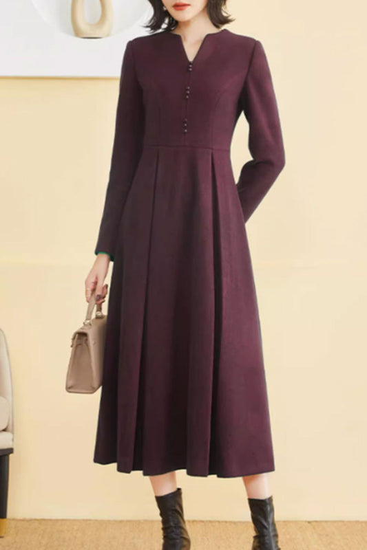winter wool long fit and flare warm dress for women 2232 – XiaoLizi