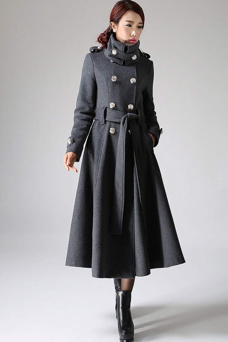 Gray coat Cashmere coat Long coat Military Coat 1072# – XiaoLizi