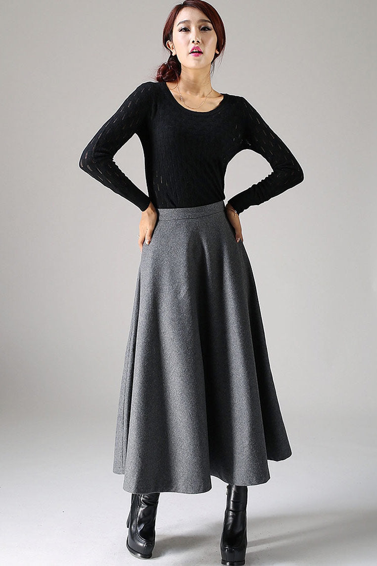 Classical A line Skirt for winter, Timeless wool flare skirt 1093 ...
