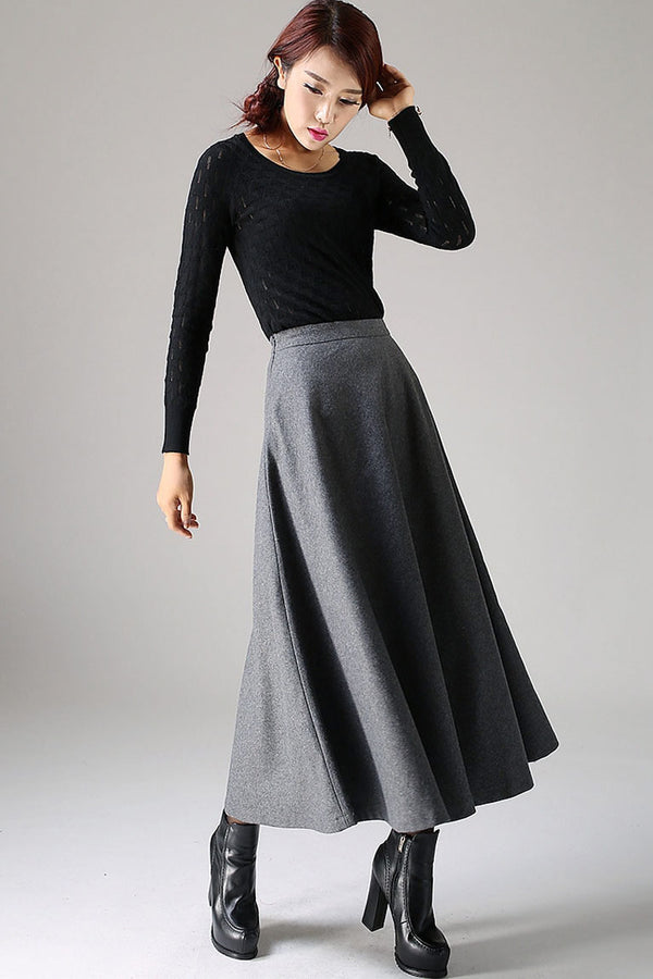 Classical A line Skirt for winter, Timeless wool flare skirt 1093 ...