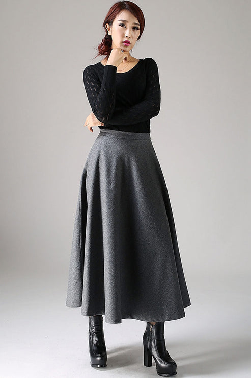 Classical A line Skirt for winter, Timeless wool flare skirt 1093 ...
