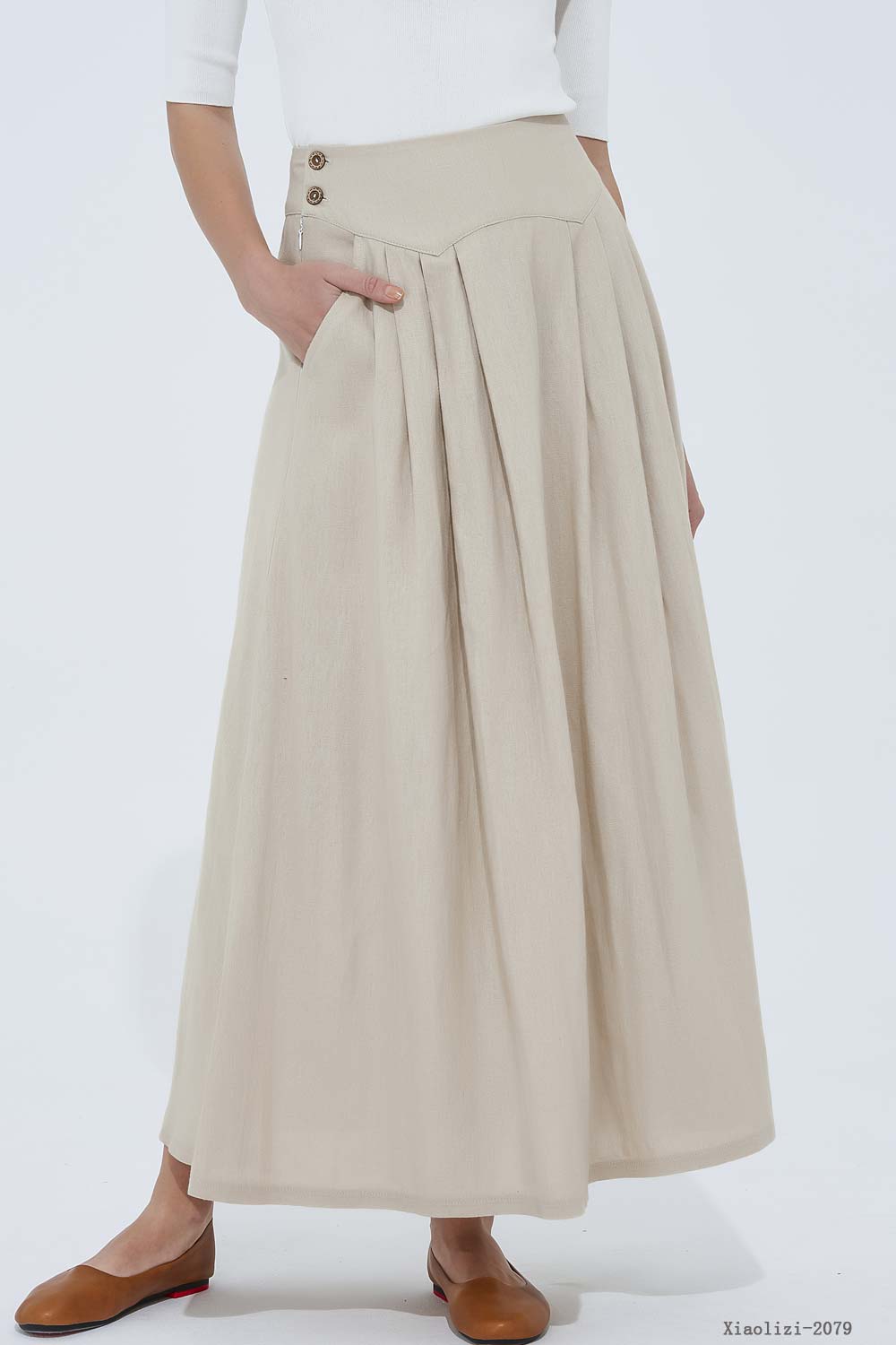 beige linen skirt, long womens skirt 2079# – XiaoLizi