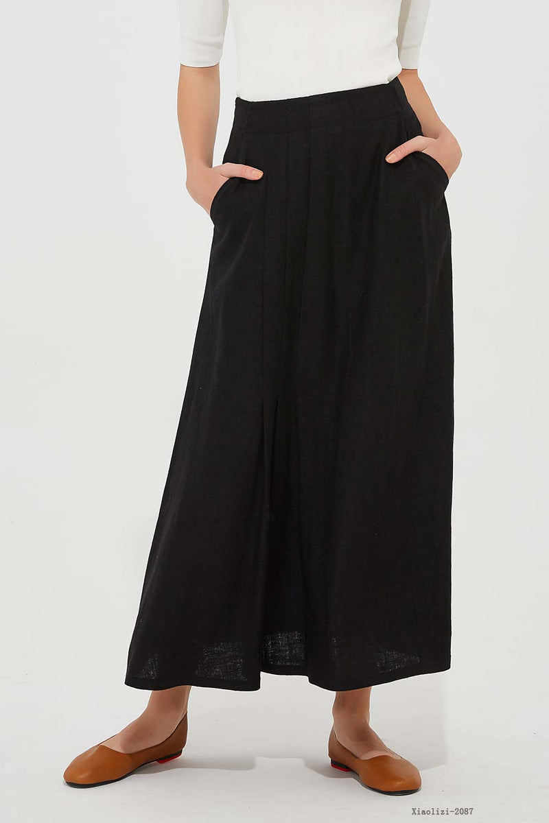 fitted black linen skirt for women, summer linen skirt 2087# – XiaoLizi
