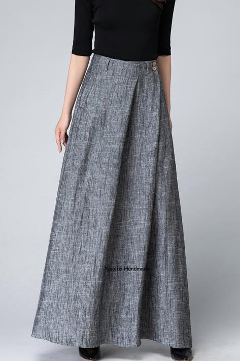 Gray skirt, winter skirt, long skirt, pleated skirt, womens skirts, wo –  Ylistyle