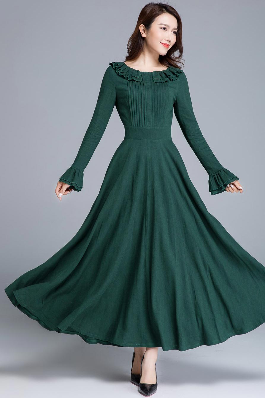 Long sleeve linen swing maxi dress 1651# – XiaoLizi