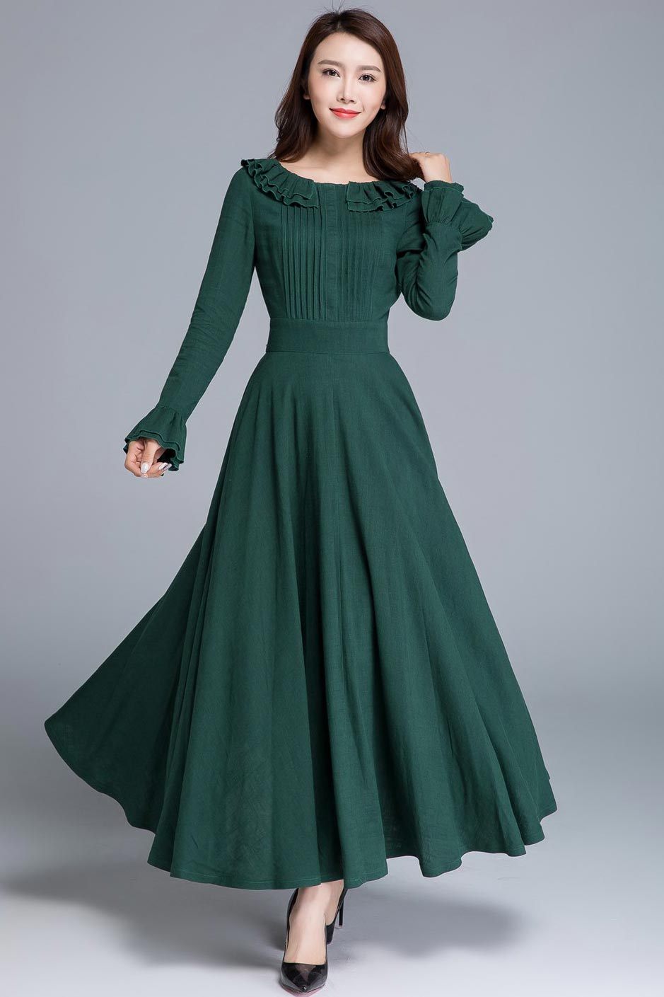 Long sleeve linen swing maxi dress 1651# – XiaoLizi