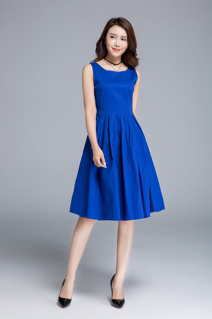 blue dress, summer dress, party dress 1656# – xiaolizi