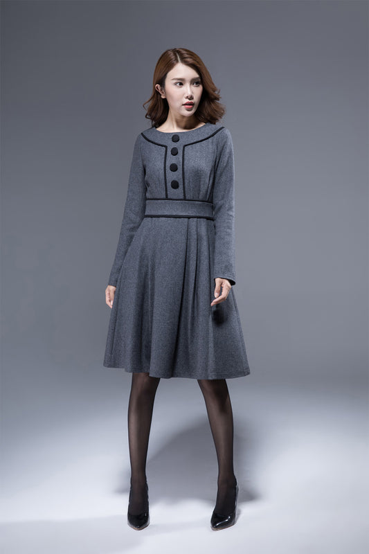 Shirt dress, wool dress, winter dress, maxi dress, pleated dress, warm –  XiaoLizi