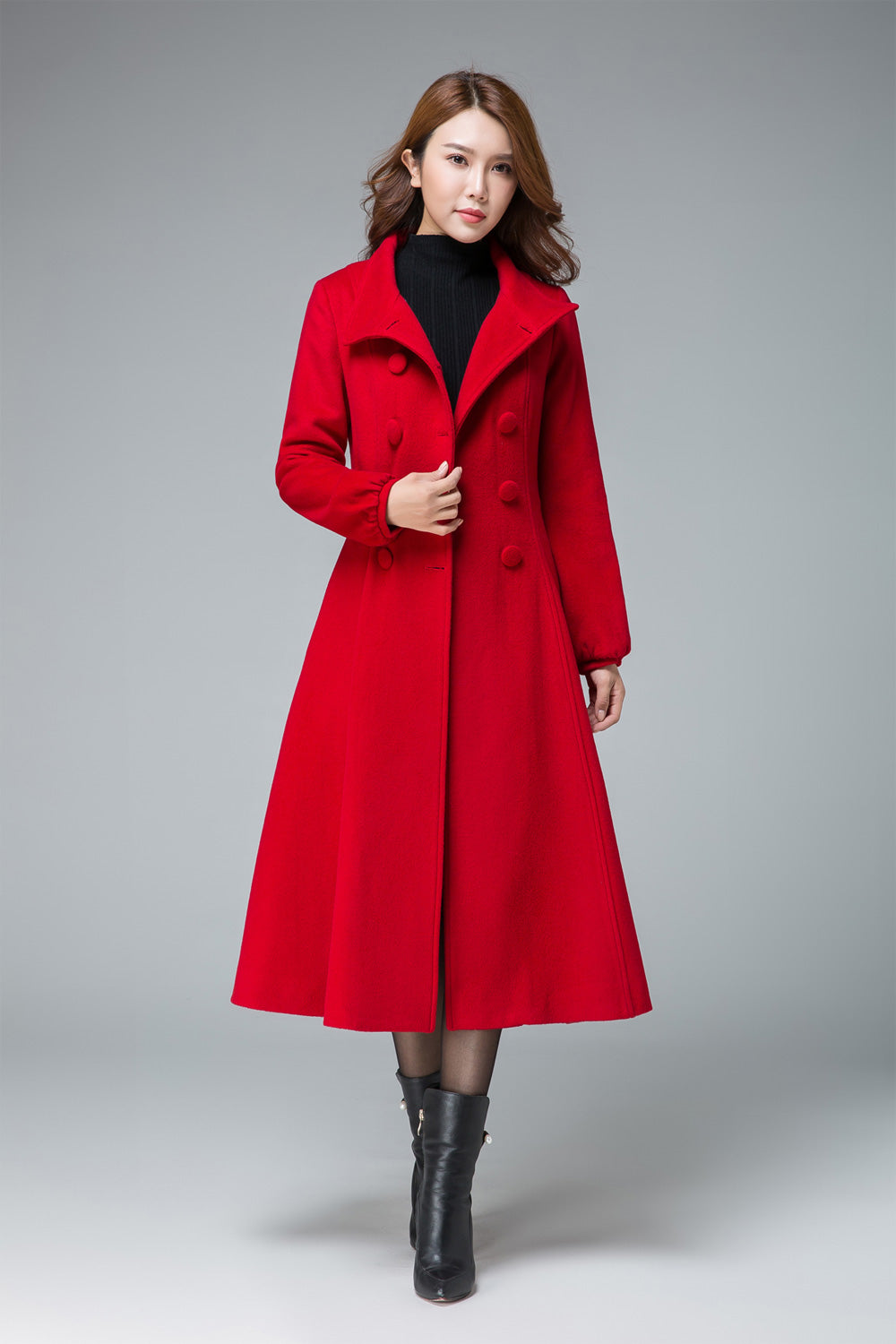 Military Style Coat - Womens Cashmere Coat - Long Dress Coat – XiaoLizi