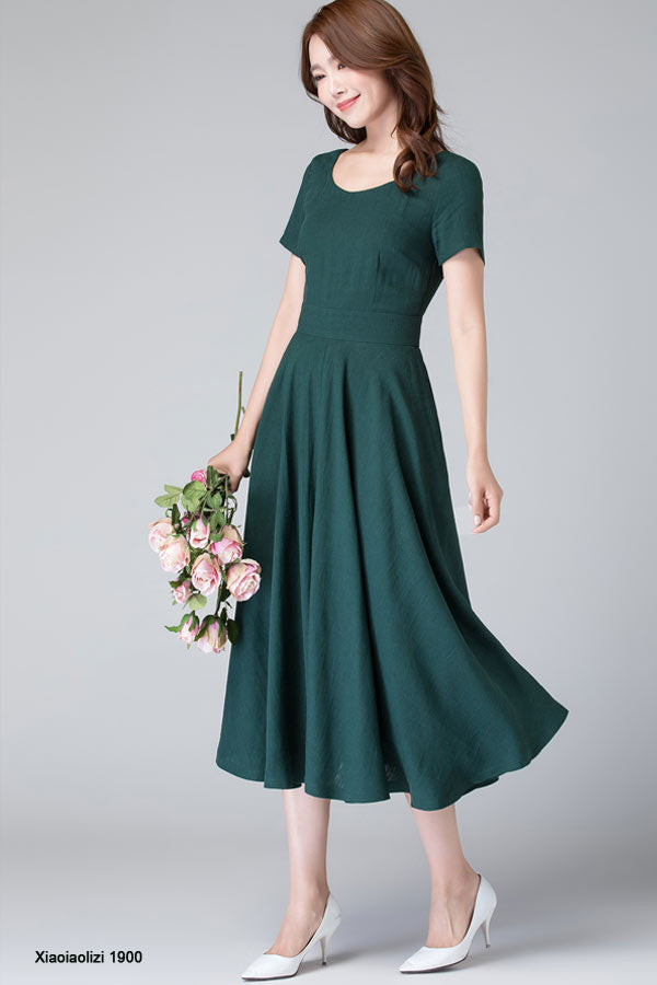 fit and flare midi dress for wedding guest