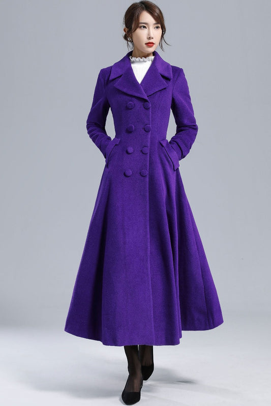 1950s Vintage Inspired Wool Coat, Wool Princess Coat, Blue Coat, Long Wool  Coat, Winter Coat, Wool Coat Women, Fit and Flare Coat 2407 