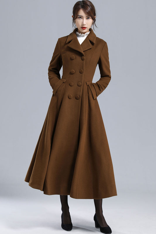 Black Wool Coat, Fit and Flare Coat, Knee Length Winter Coat, Double  Breasted Coat, Women Coat, Knee Length Woman Jackets, Warm Coats C219 