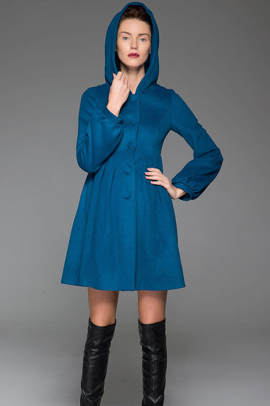 women's hooded wool swing coat jacket for winter 1374#