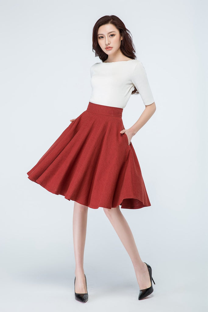 50s skirt - handmade linen skater skirt just for you -from Xiaolizi ...