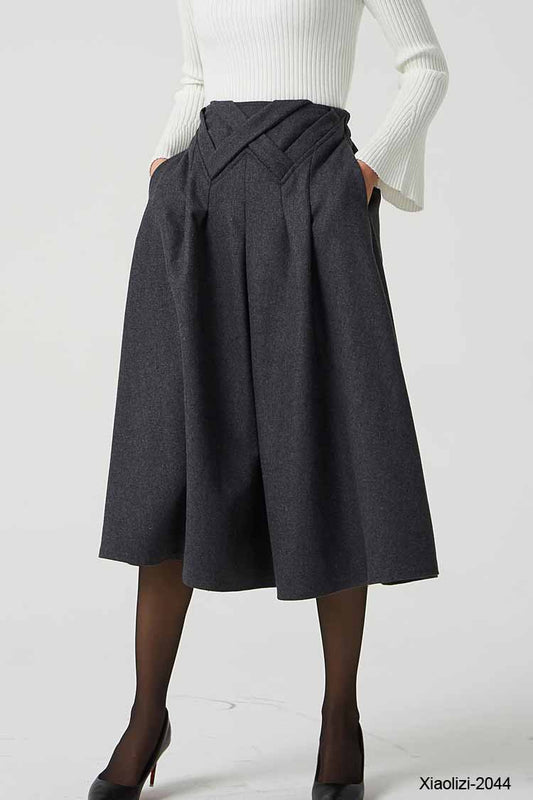 gray wool skirt, a line skirt, classic skirt, elegant skirt, skirt