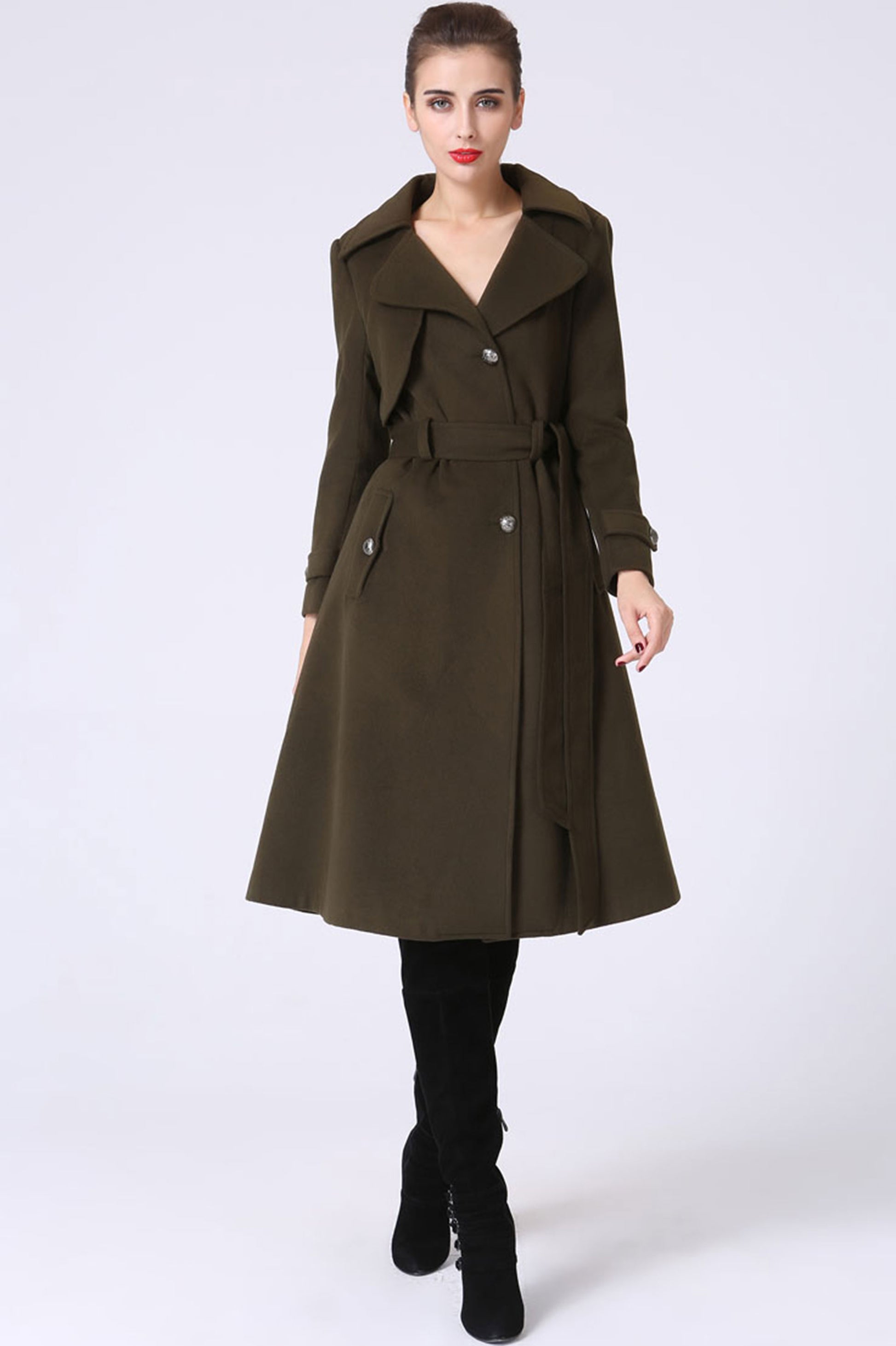 Army Green Military trench Coat 1053# – XiaoLizi