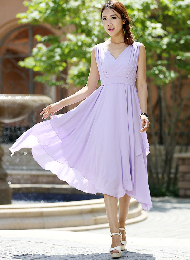 purple bridesmaid dress - women dress summer dresses chiffon dress -cu ...