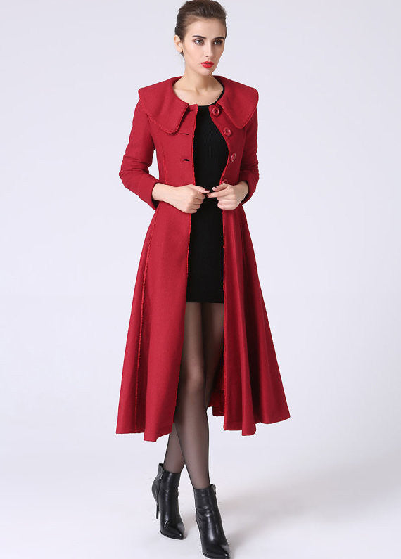 Red cashmere coat winter coat warm women coat 1065# – XiaoLizi