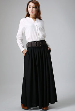 Classic pleated maxi linen Skirt 1046# – XiaoLizi