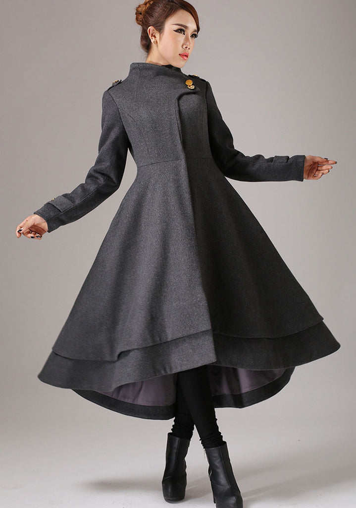 Gray wool coat long