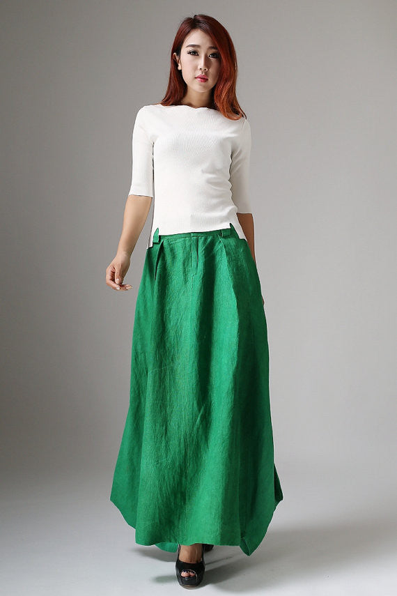 Boho casual swing long skirt for women in Green 1038# – XiaoLizi