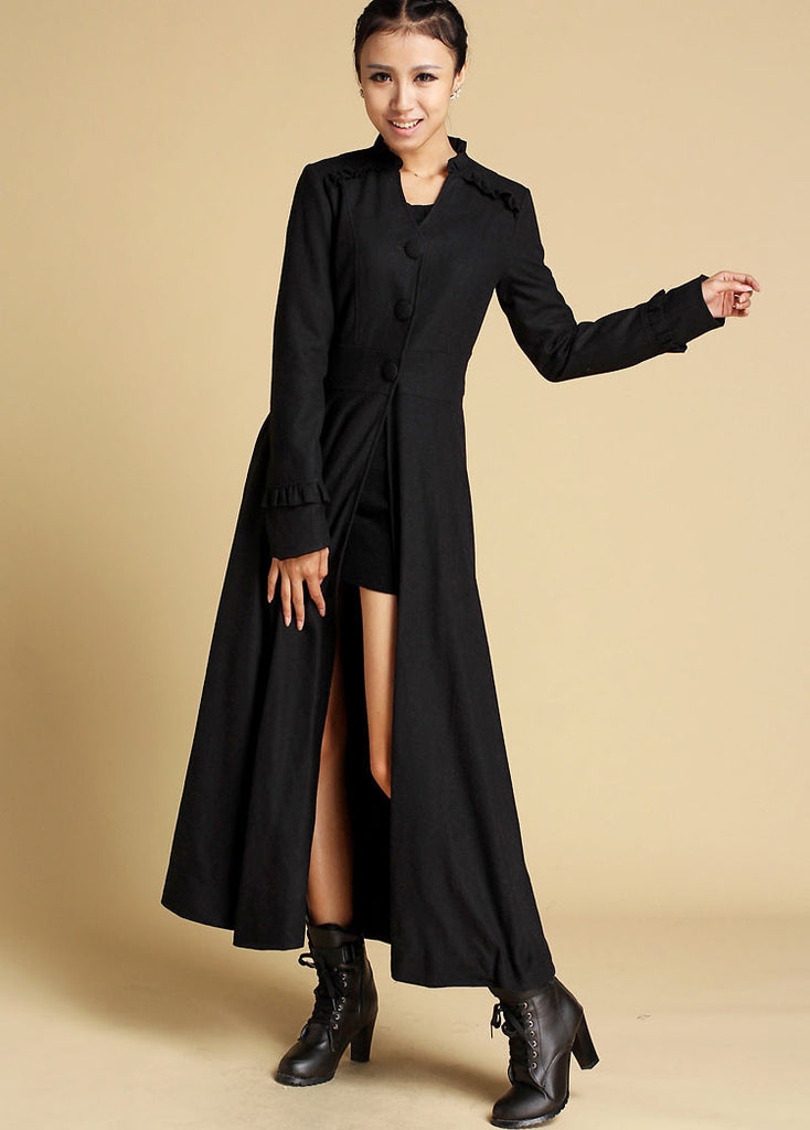 Long Black Winter Coat - Maxi Coat - Long Wool Coat - Coat Dress - Max ...