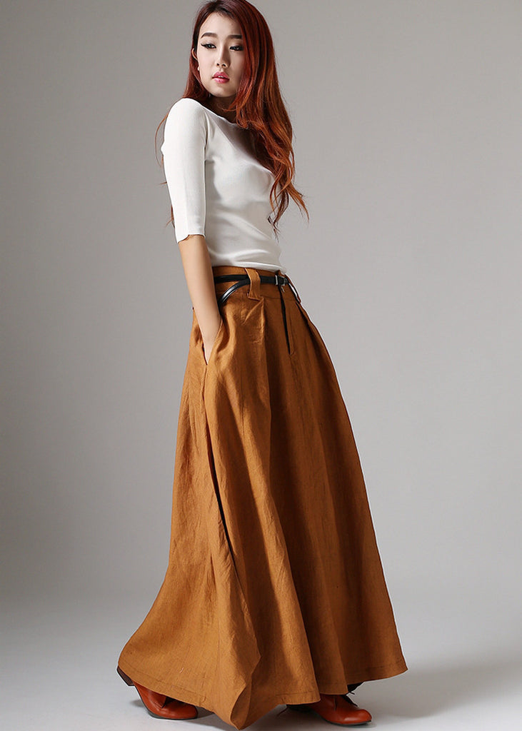 Maxi Skirts-Maxi Skirt with Pockets-Bohemian Skirt-Long Skirt-Boho Ski ...