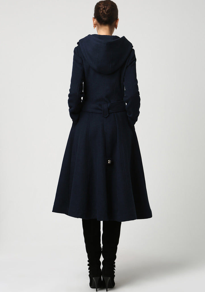 Dark Blue Wool Women’s Winter Coat. Military Style Coat - Blue Coat ...