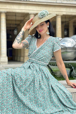 Floral Maxi Lace Edging Wedding Linen Dress 0665# – XiaoLizi