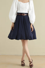 Load image into Gallery viewer, 50s High Waisted Linen Full Circle Skirt with Pockets 279301
