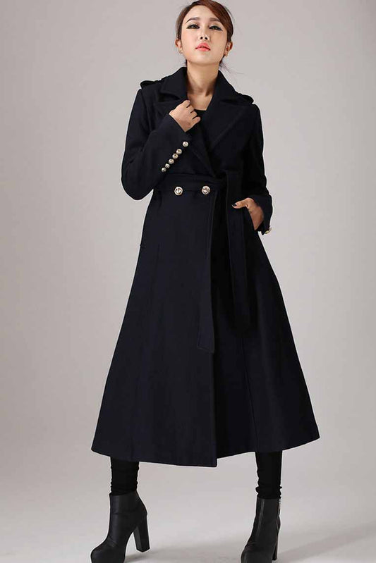 Military wool Coat for women, Elegant maxi long coat 1118# – XiaoLizi