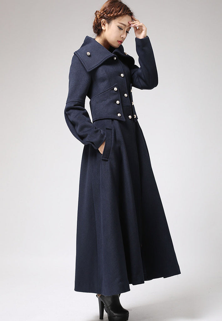 Military Style Coat - Womens Cashmere Coat - Long Dress Coat – xiaolizi
