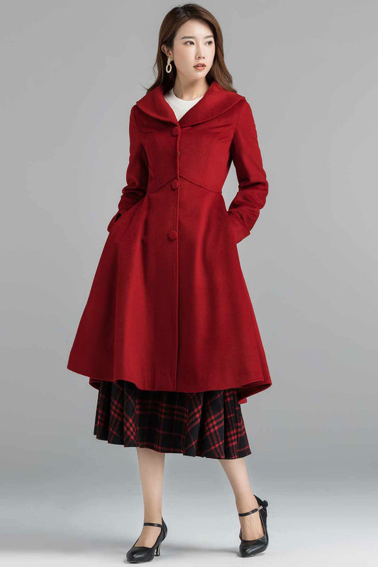 vintage inspired Wool Princess swing coat 2527#