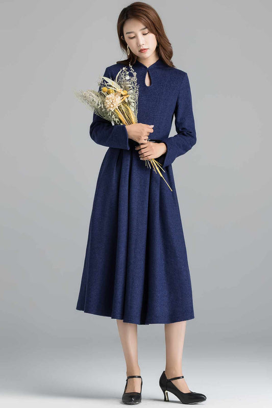 1950s Grey Fit and Flare Wool Dress, Womens Dresses, Winter Dress Vintage,  Midi Dress, Designer Dress, Patchwork Dress, Custom Dress 1615 -  Israel