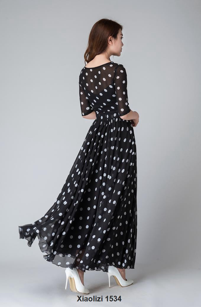Black and white polka dot dress 1534# – XiaoLizi
