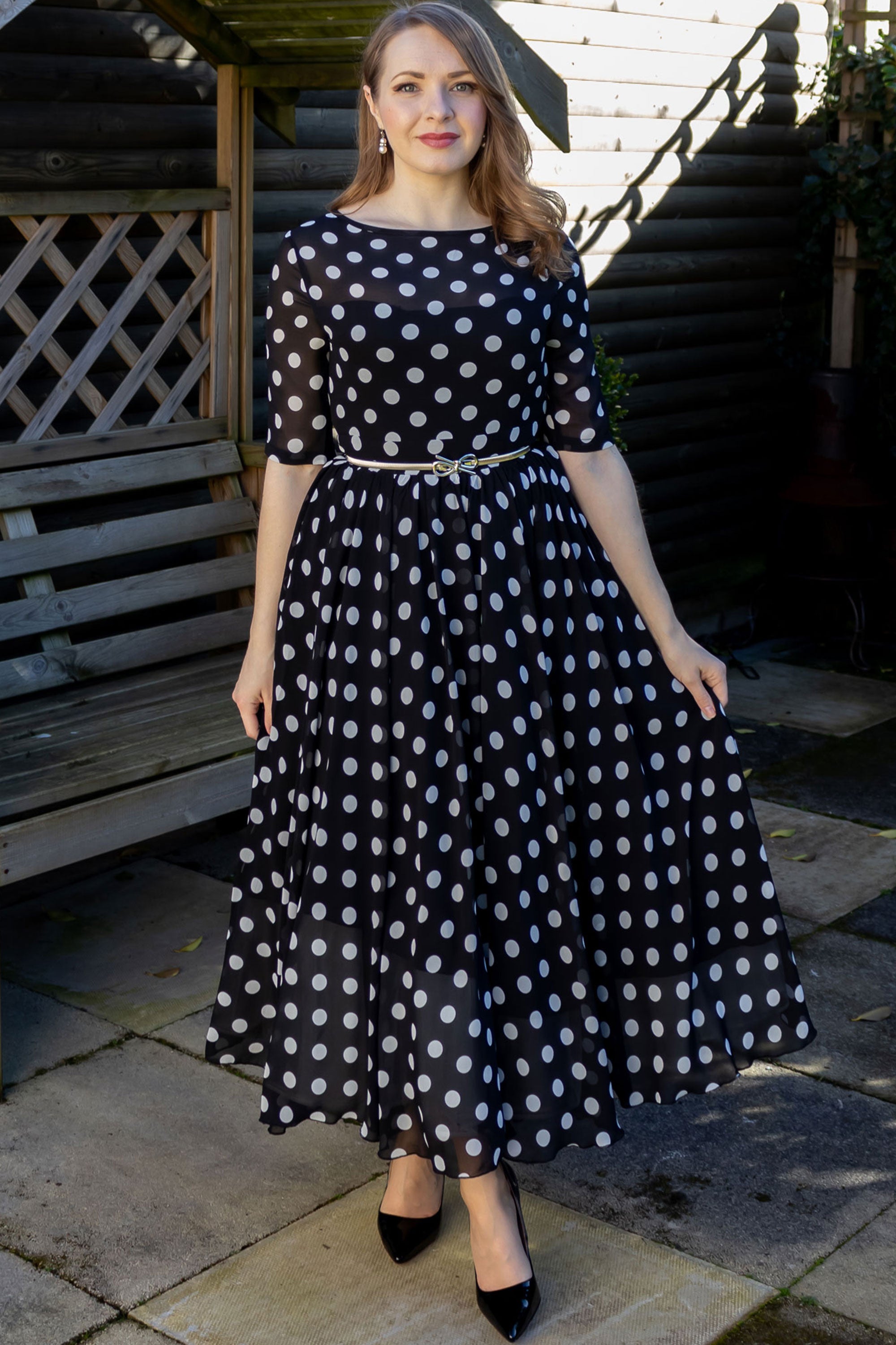 Buy DELIGHTFUL BLACK AND WHITE POLKA DOT DRESS for Women Online in India